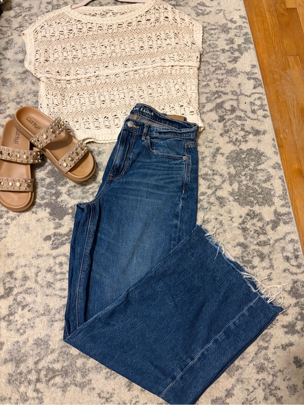 American Eagle Outfitters Dark Blue Wide Leg Jeans